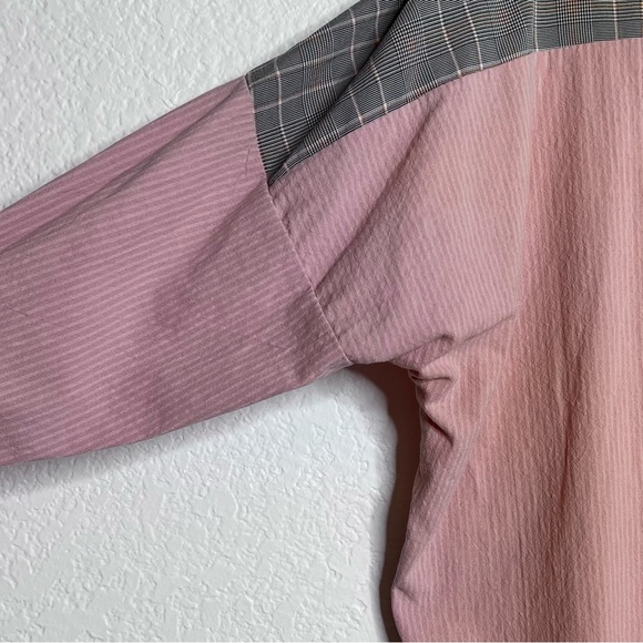 Oversized Button Front Pattern Blocked Shirt - Picture 7 of 8